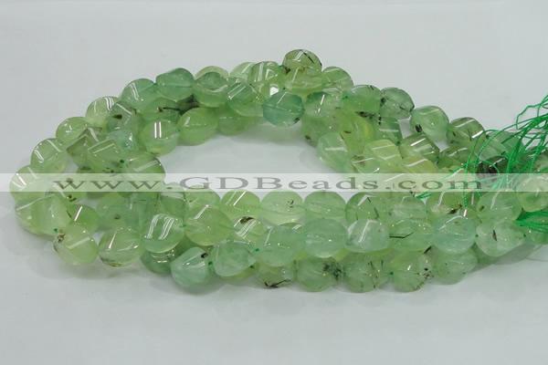 CRU131 15.5 inches 10*15mm twisted green rutilated quartz beads