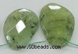 CRU137 15.5 inches 35*45mm faceted freeform green rutilated quartz beads