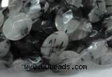 CRU14 15.5 inches 11*14mm faceted oval black rutilated quartz beads