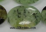 CRU142 15.5 inches 30*40mm faceted oval green rutilated quartz beads