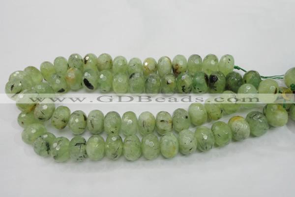 CRU143 15.5 inches 13*18mm faceted rondelle green rutilated quartz beads