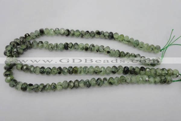 CRU162 15.5 inches 6*10mm faceted rondelle green rutilated quartz beads