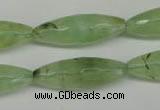 CRU167 15.5 inches 10*30mm faceted rice green rutilated quartz beads