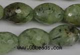 CRU168 15.5 inches 15*20mm faceted rice green rutilated quartz beads