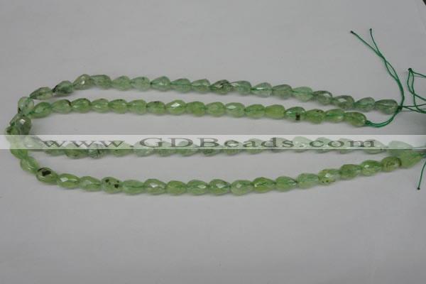 CRU171 15.5 inches 7*10mm faceted teardrop green rutilated quartz beads