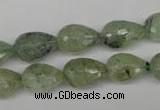 CRU173 15.5 inches 10*14mm faceted teardrop green rutilated quartz beads