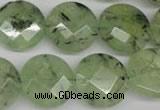 CRU185 15.5 inches 18mm faceted coin green rutilated quartz beads