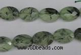 CRU188 15.5 inches 10*14mm faceted oval green rutilated quartz beads