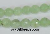 CRU204 15.5 inches 14mm faceted round green rutilated quartz beads