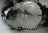 CRU21 15.5 inches 35*50mm faceted oval black rutilated quartz beads