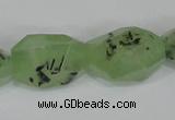 CRU217 12*20mm – 18*25 faceted nuggets green rutilated quartz beads