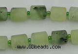 CRU231 15.5 inches 9*11mm tube matte green rutilated quartz beads