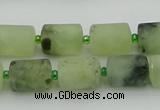 CRU232 15.5 inches 10*14mm tube matte green rutilated quartz beads