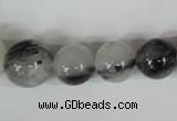 CRU321 15.5 inches 8mm - 16mm round black rutilated quartz beads