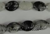 CRU331 15.5 inches 10*14mm oval black rutilated quartz beads