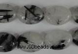 CRU333 15.5 inches 13*18mm oval black rutilated quartz beads