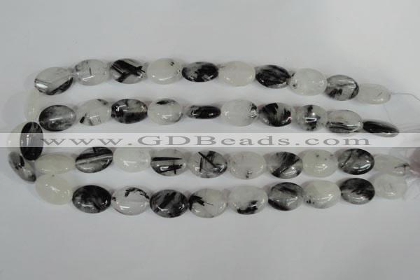 CRU333 15.5 inches 13*18mm oval black rutilated quartz beads