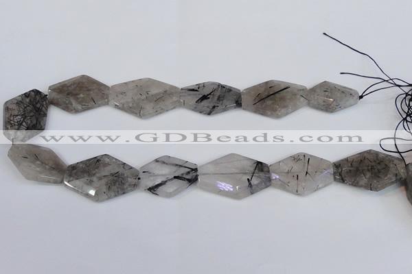 CRU352 18*25mm - 25*35mm freeform black rutilated quartz beads