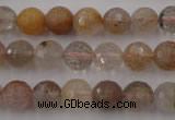 CRU403 15.5 inches 10mm faceted round Multicolor rutilated quartz beads