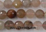 CRU404 15.5 inches 12mm faceted round Multicolor rutilated quartz beads