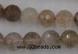 CRU405 15.5 inches 14mm faceted round Multicolor rutilated quartz beads