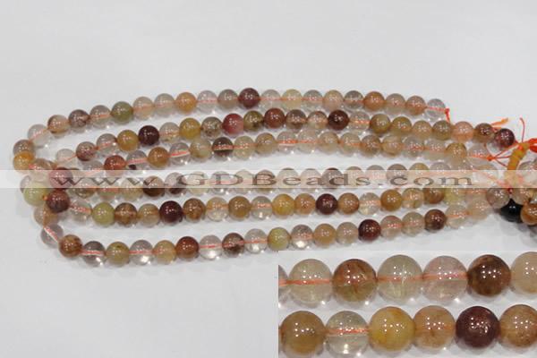 CRU454 15.5 inches 9mm round Multicolor rutilated quartz beads