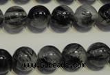 CRU504 15.5 inches 12mm round black rutilated quartz beads wholesale