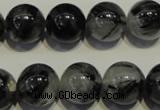 CRU505 15.5 inches 14mm round black rutilated quartz beads wholesale