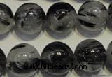 CRU506 15.5 inches 16mm round black rutilated quartz beads wholesale