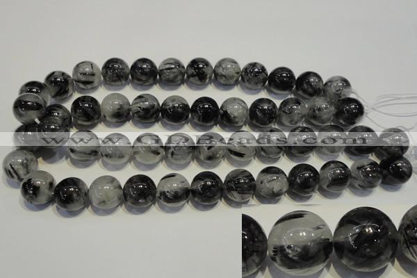 CRU506 15.5 inches 16mm round black rutilated quartz beads wholesale