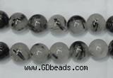 CRU51 15.5 inches 6mm round black rutilated quartz beads wholesale