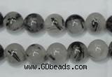 CRU52 15.5 inches 8mm round black rutilated quartz beads wholesale