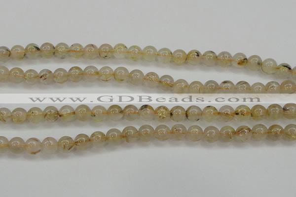 CRU552 15.5 inches 8mm round golden rutilated quartz beads