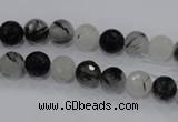 CRU57 15.5 inches 6mm faceted round black rutilated quartz beads