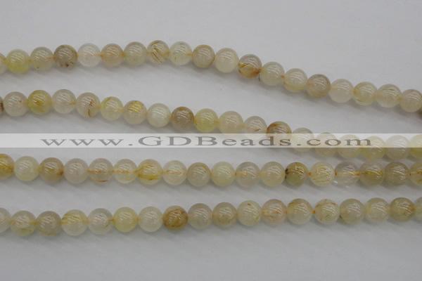 CRU582 15.5 inches 8mm round golden rutilated quartz beads