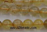 CRU602 15.5 inches 8mm round golden rutilated quartz beads