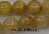 CRU606 15.5 inches 12mm round golden rutilated quartz beads