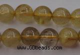 CRU612 15.5 inches 8mm round golden rutilated quartz beads