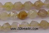 CRU621 15.5 inches 6mm faceted nuggets golden rutilated quartz beads