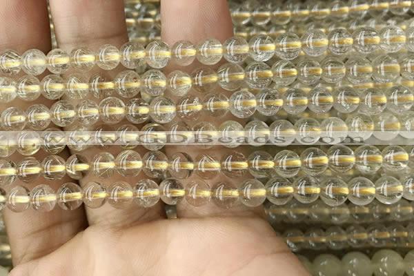 CRU628 15.5 inches 5mm round golden rutilated quartz beads