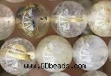 CRU637 15.5 inches 8mm round golden rutilated quartz beads