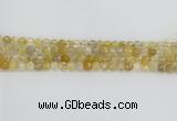 CRU667 15.5 inches 6mm faceted round golden rutilated quartz beads