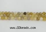 CRU668 15.5 inches 8mm faceted round golden rutilated quartz beads