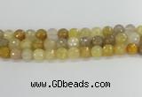 CRU669 15.5 inches 10mm faceted round golden rutilated quartz beads