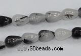 CRU68 15.5 inches 8*12mm teardrop black rutilated quartz beads