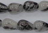 CRU70 15.5 inches 13*18mm teardrop black rutilated quartz beads