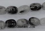 CRU77 15.5 inches 10*14mm nugget black rutilated quartz beads