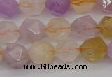 CRU773 15.5 inches 10mm faceted nuggets lavender amethyst & citrine beads