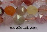 CRU777 15.5 inches 8mm faceted nuggets mixed rutilated quartz beads