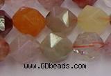 CRU779 15.5 inches 12mm faceted nuggets mixed rutilated quartz beads